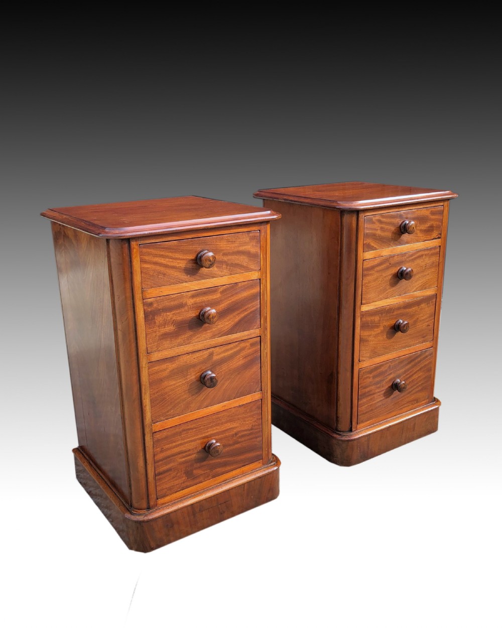 Pair of victorian mahogany bedside chests of drawers  View II