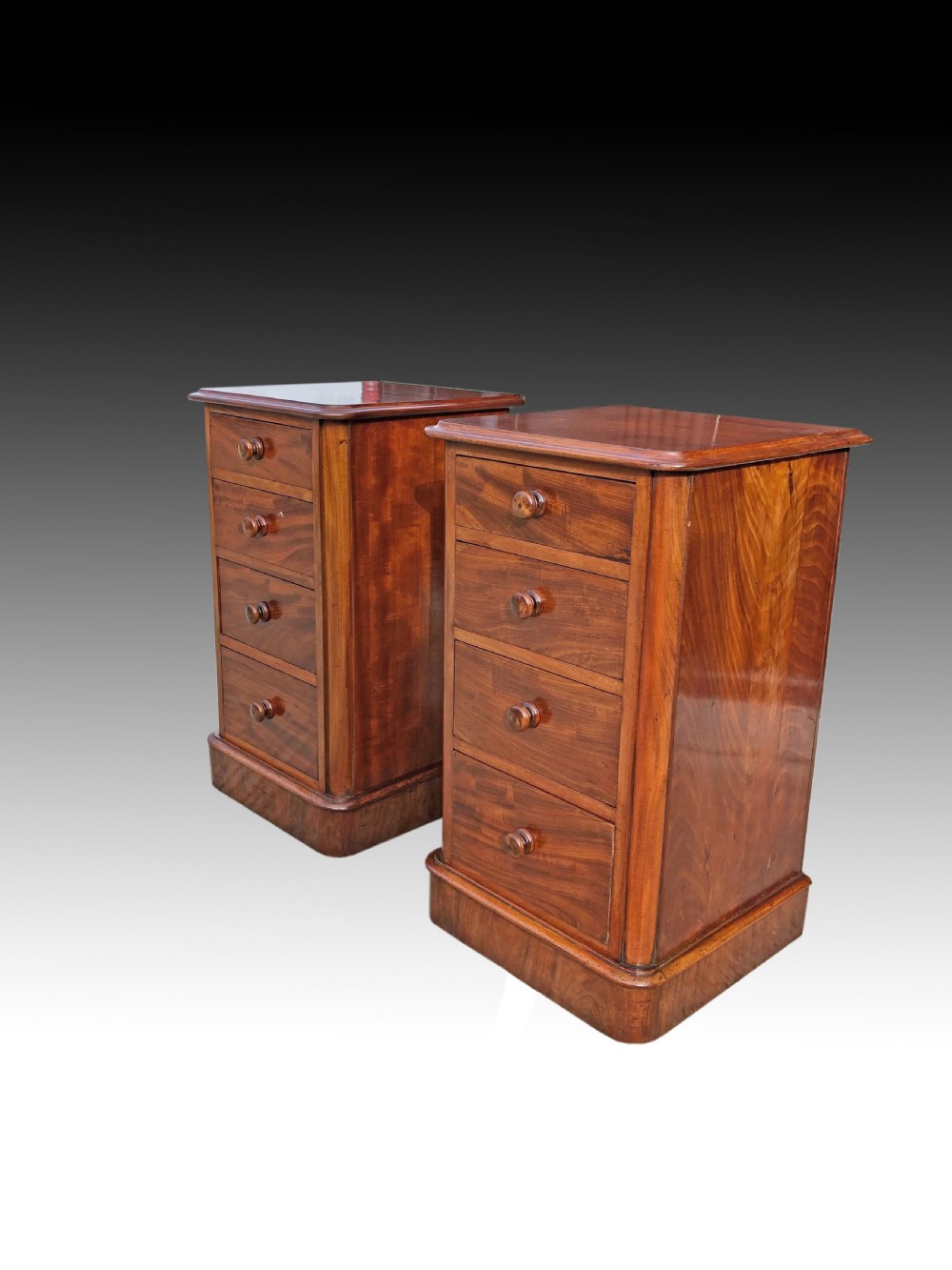 Pair of victorian mahogany bedside chests of drawers  View III