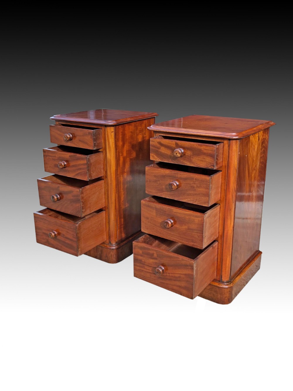 Pair of victorian mahogany bedside chests of drawers  View IV