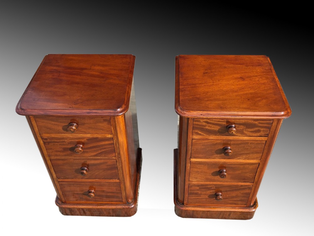 Pair of victorian mahogany bedside chests of drawers  View V