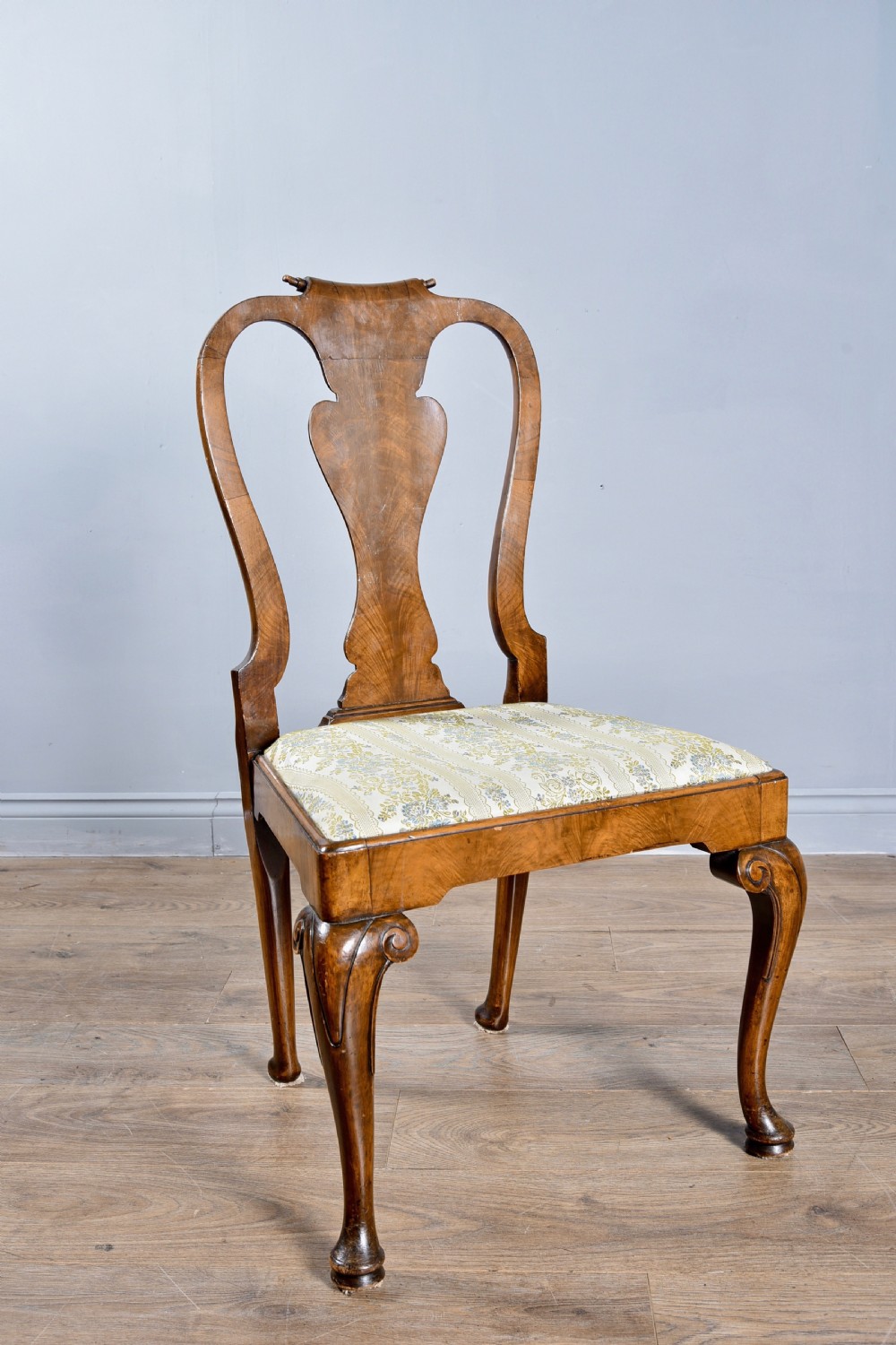 Antique Set of eight walnut queen Anne dining chairs  View IV