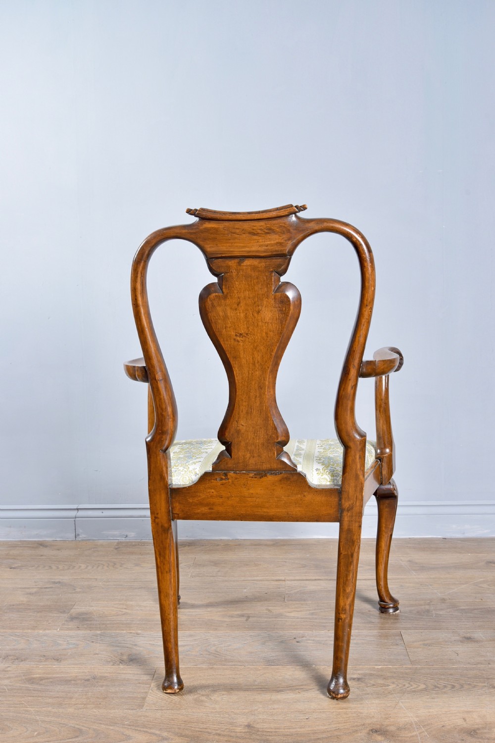 Antique Set of eight walnut queen Anne dining chairs  View V