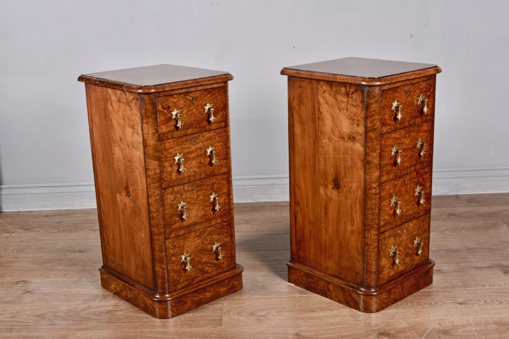 Pair of victorian walnut bedside chests of drawers  View II