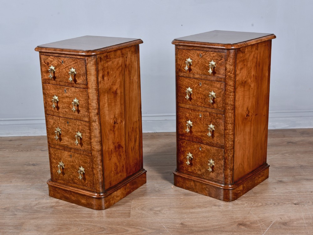 Pair of victorian walnut bedside chests of drawers  View III