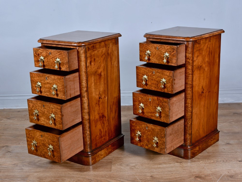 Pair of victorian walnut bedside chests of drawers  View IV