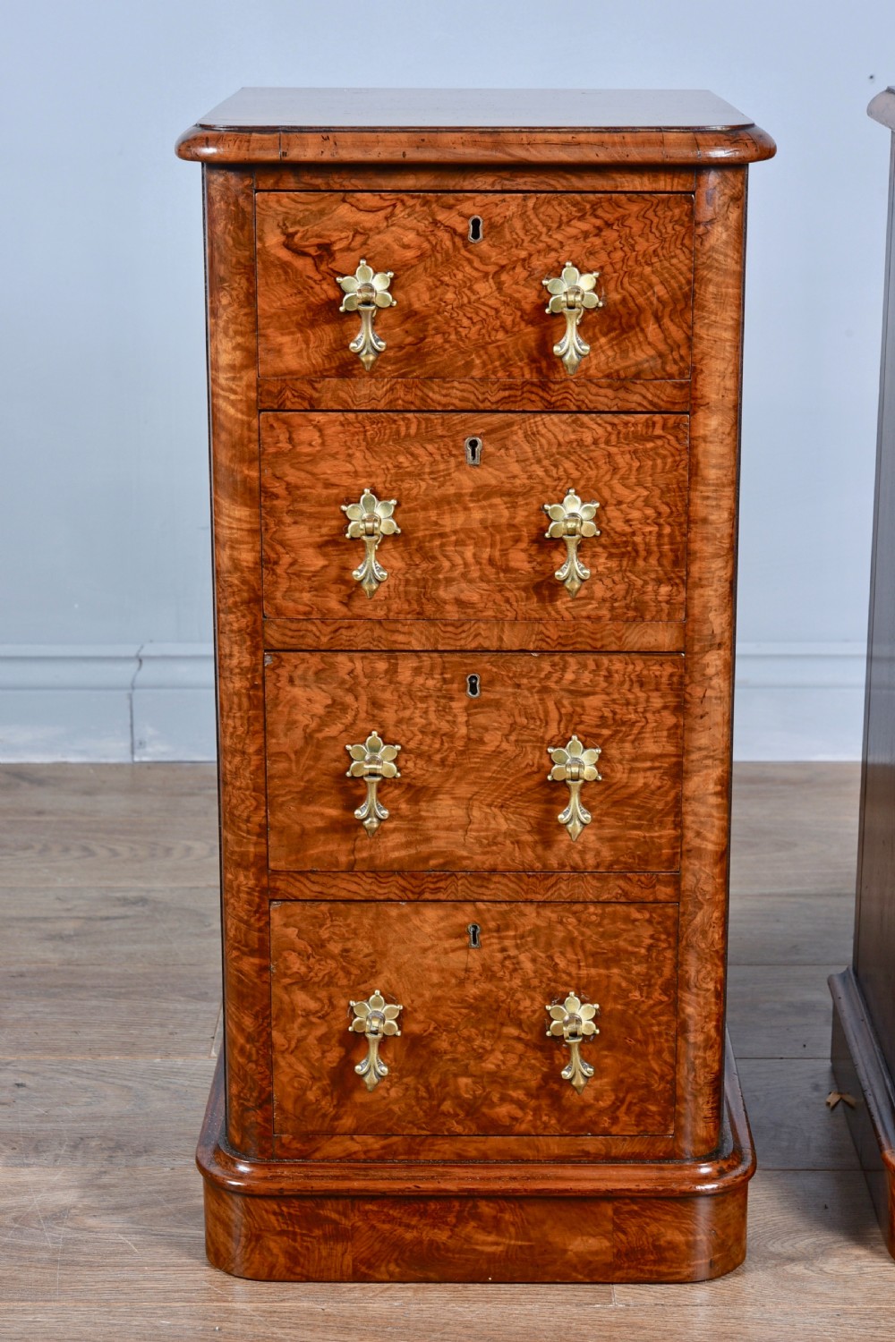 Pair of victorian walnut bedside chests of drawers  View V