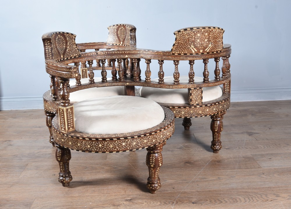 19th century anglo Indian   inlaid conversation seat 
