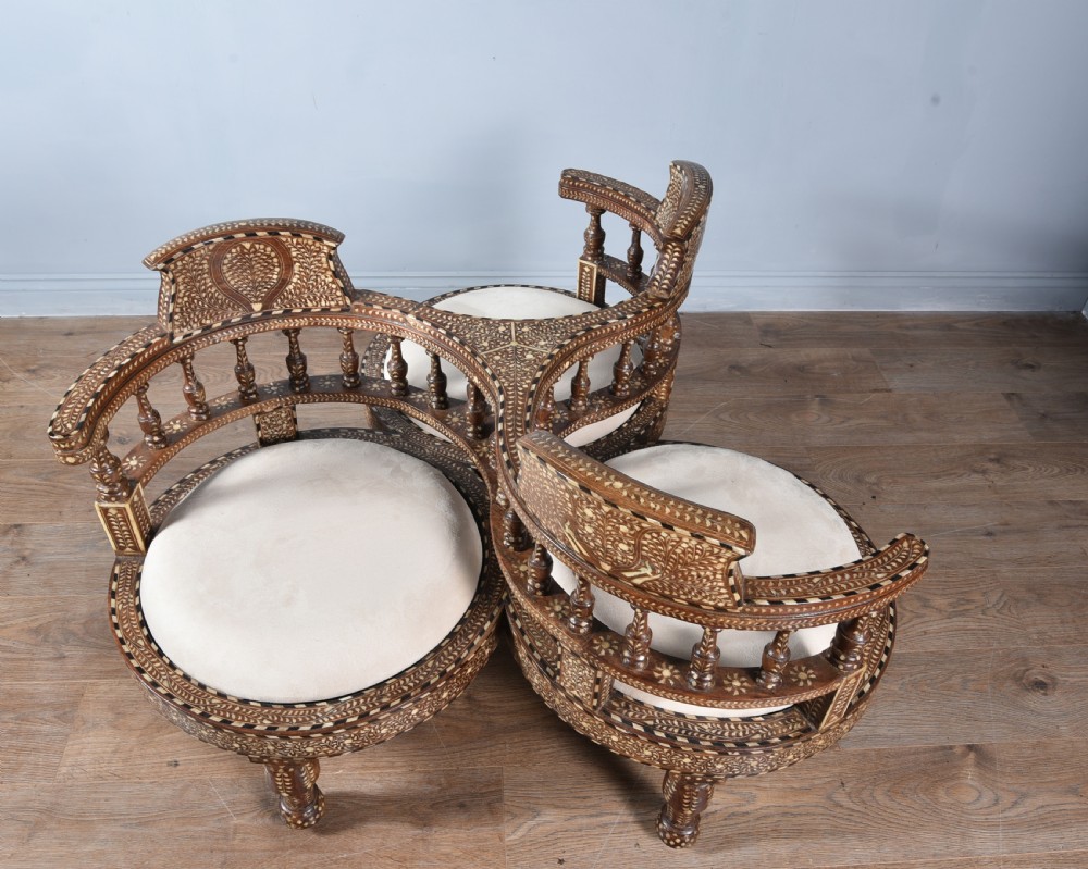 19th century anglo Indian   inlaid conversation seat  View IV