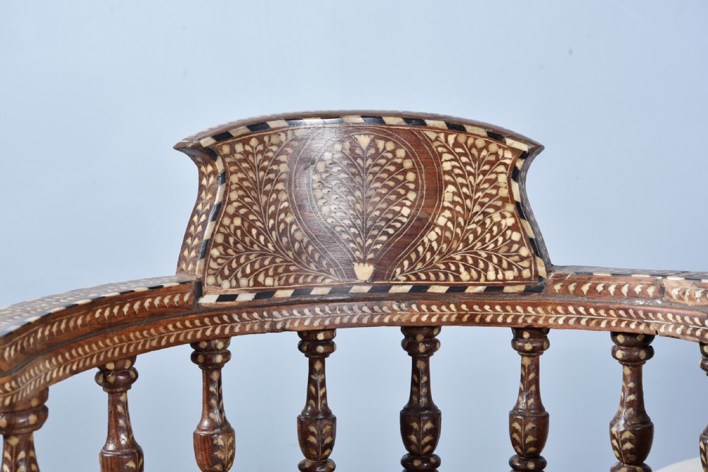 19th century anglo Indian   inlaid conversation seat  View V