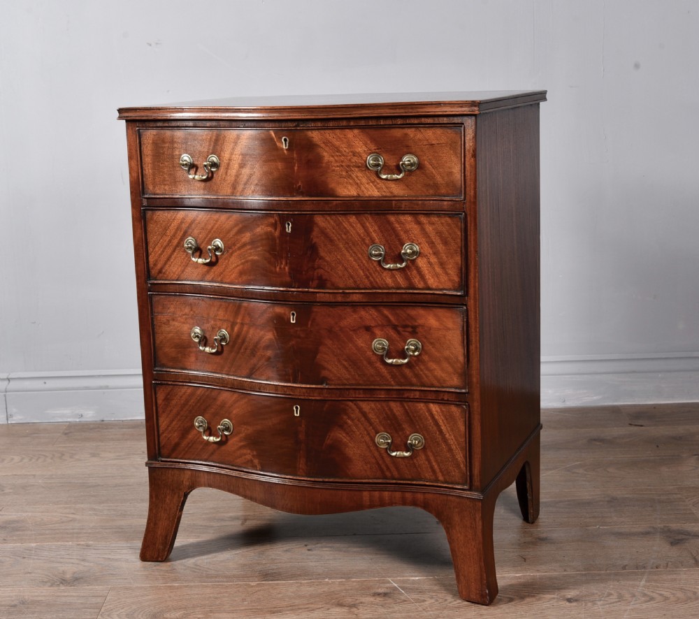 Antique mahogany serpentine chest of drawers  View V