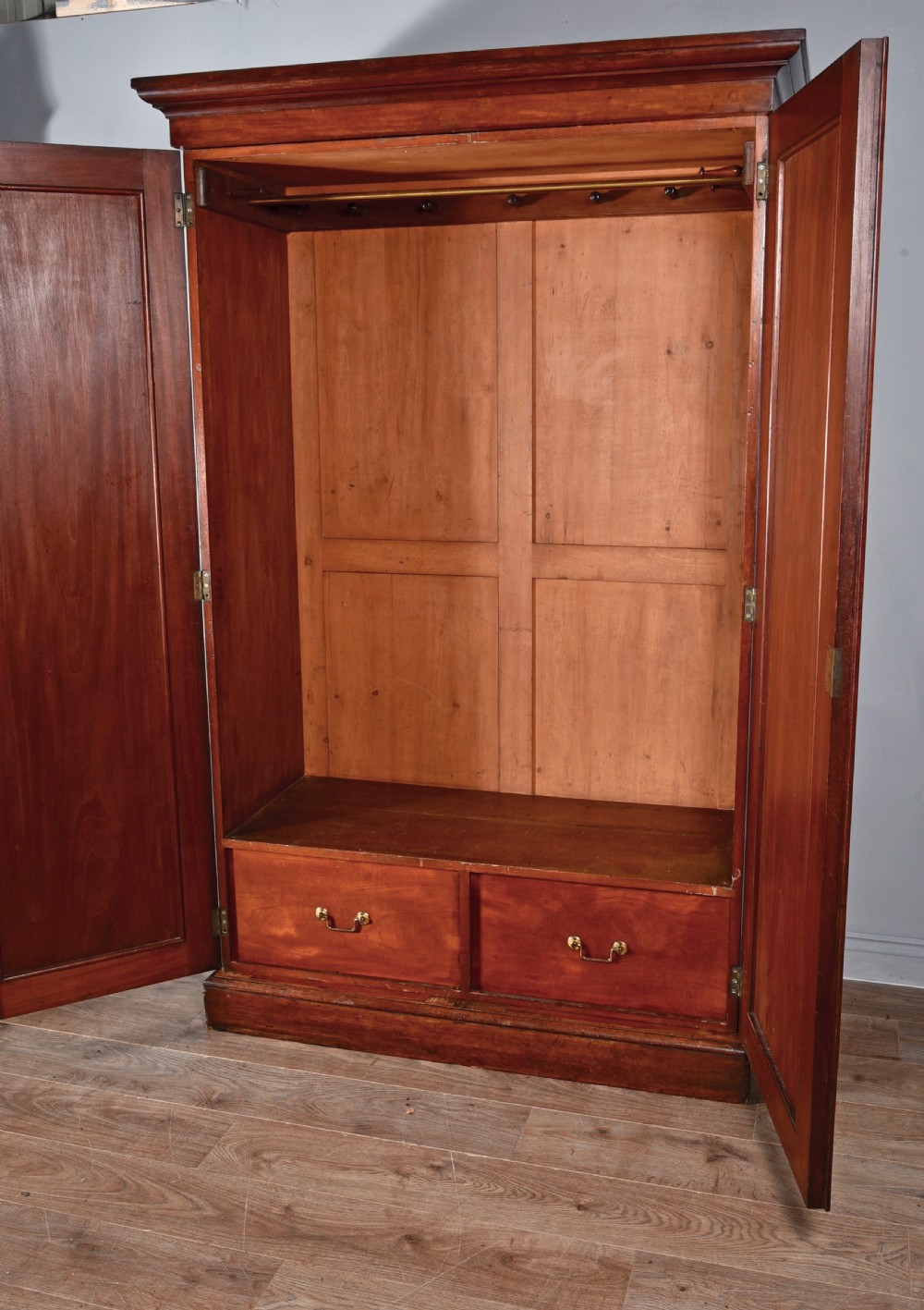 Victorian mahogany two door double wardrobe  View III