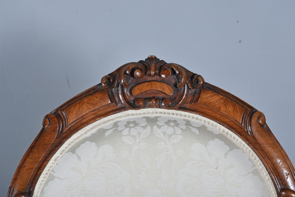 Fine pair of Victorian walnut open arm chairs  View VI