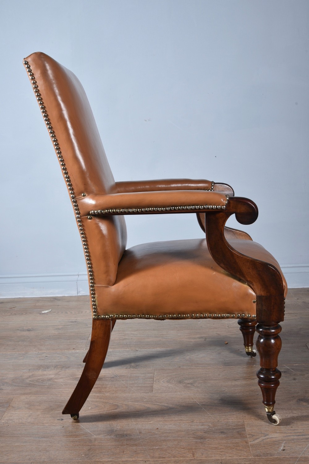 Victorian mahogany leather desk library chair  View III