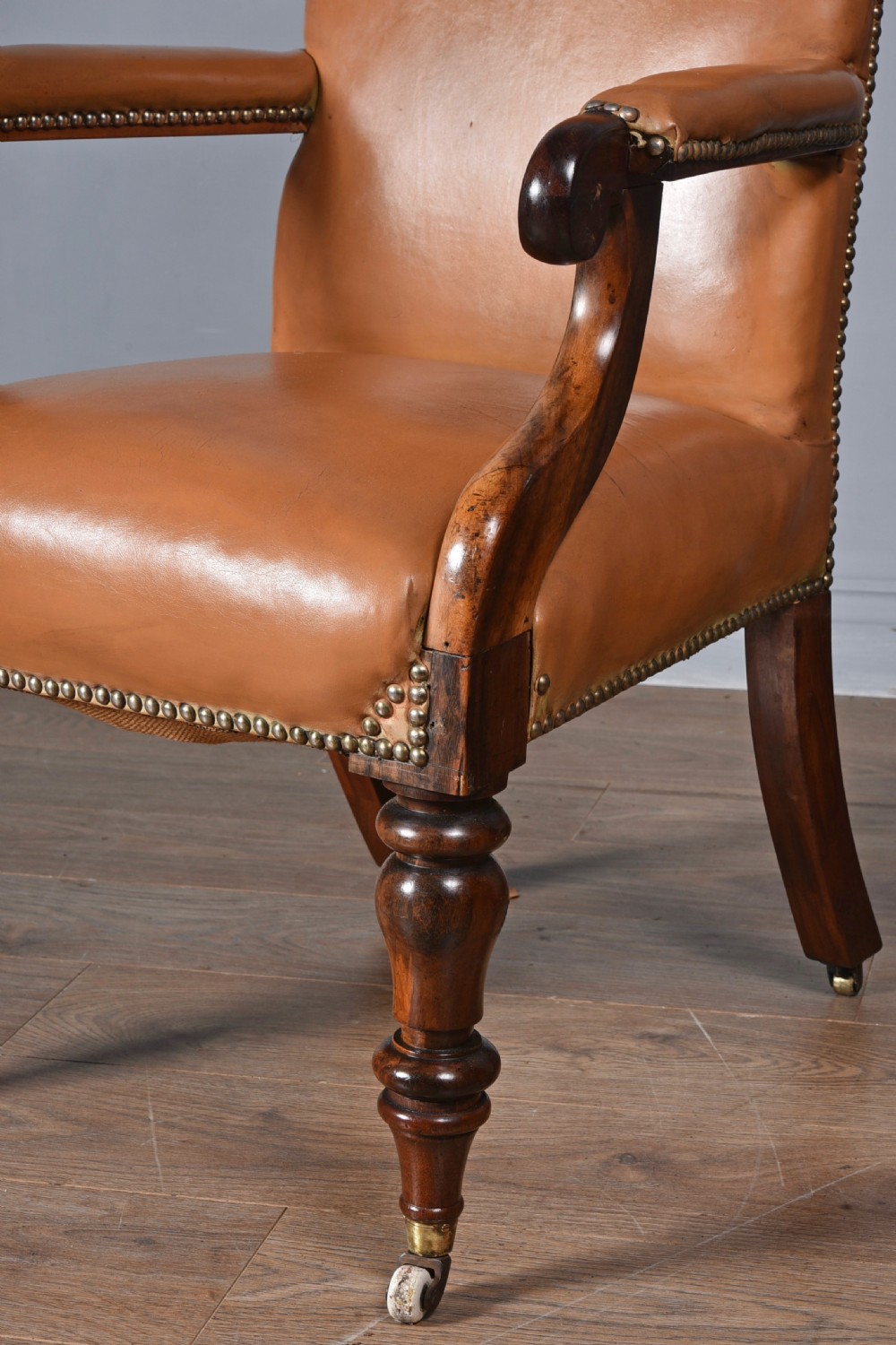 Victorian mahogany leather desk library chair  View IV