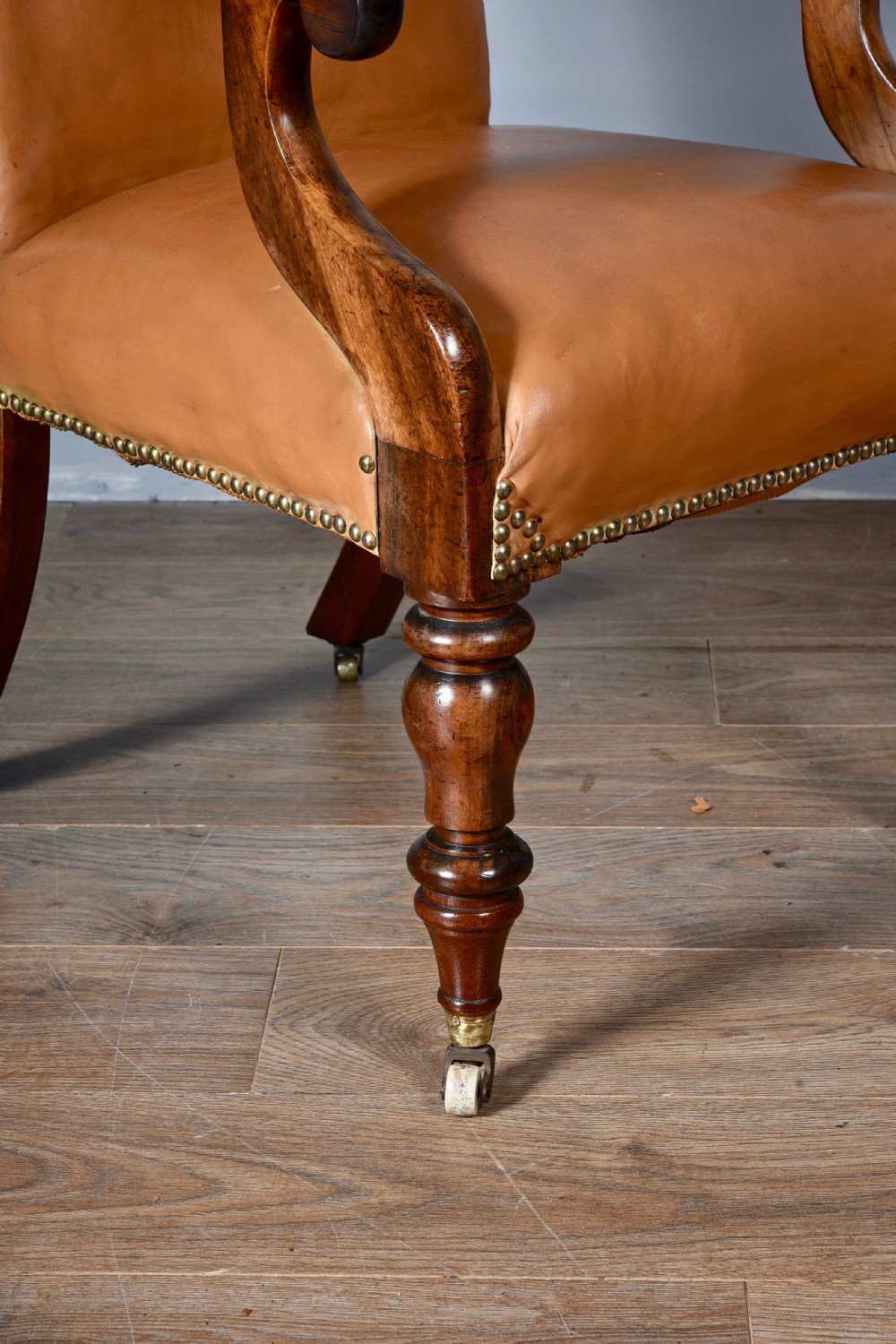 Victorian mahogany leather desk library chair  View V