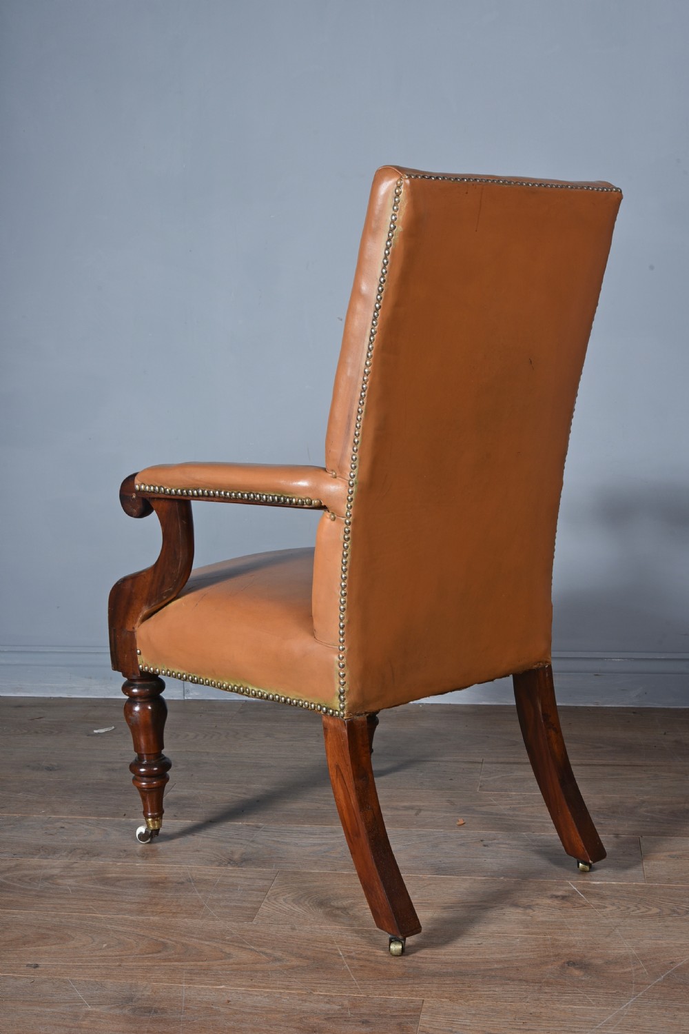 Victorian mahogany leather desk library chair  View VI