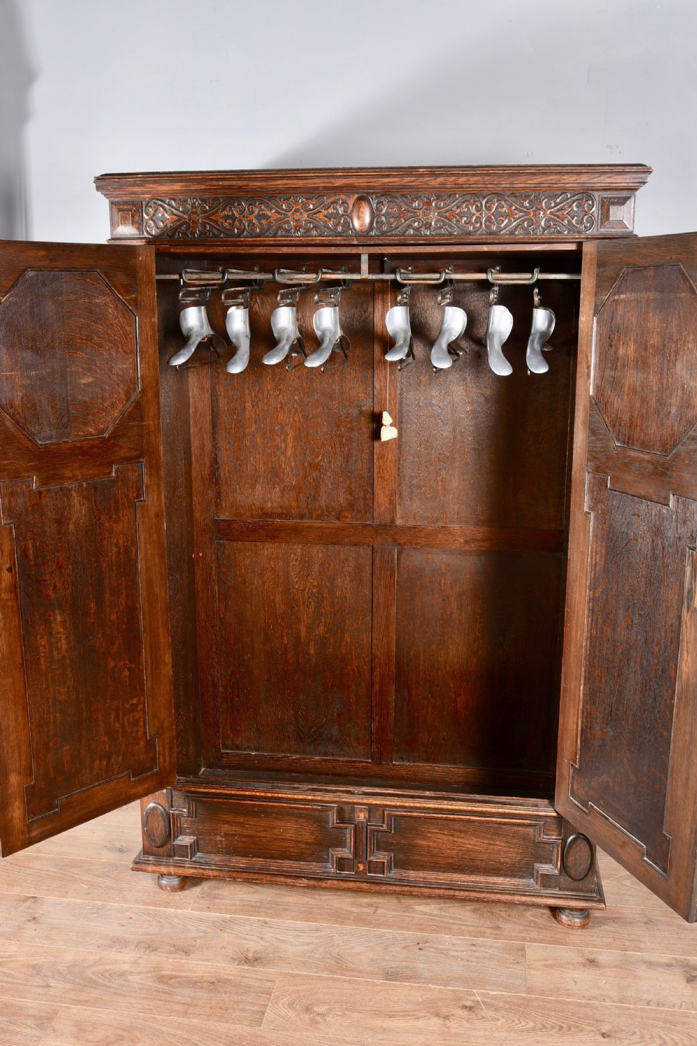 Antique Jacobean style two door wardrobe  View III