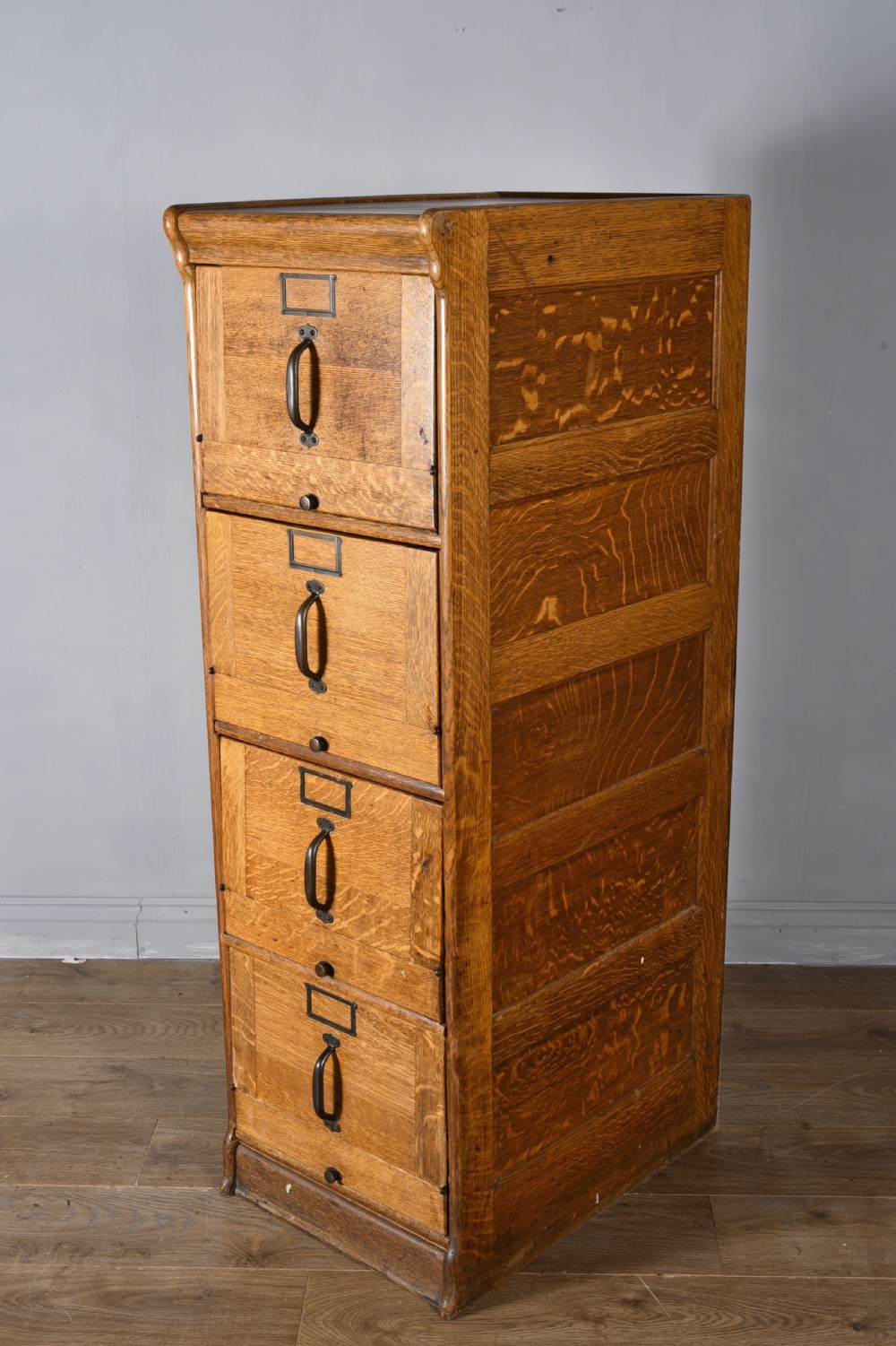 Rare Antique oak globe Wernicke four drawer file cabinet  View II