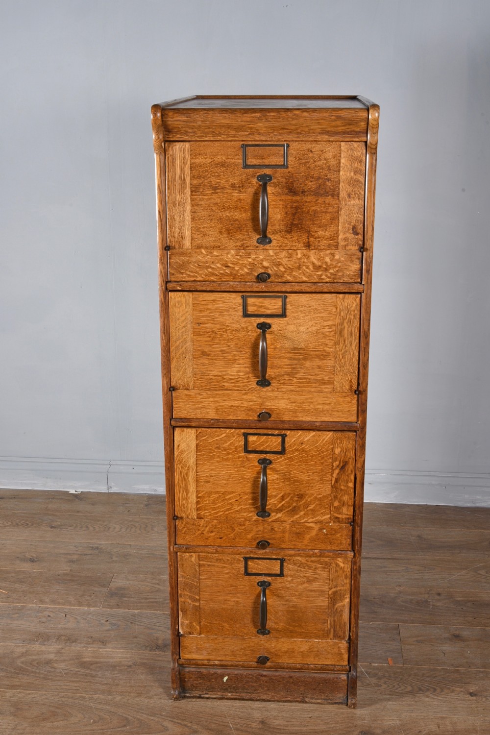 Rare Antique oak globe Wernicke four drawer file cabinet  View III