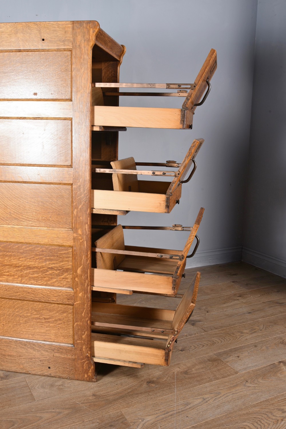 Rare Antique oak globe Wernicke four drawer file cabinet  View V