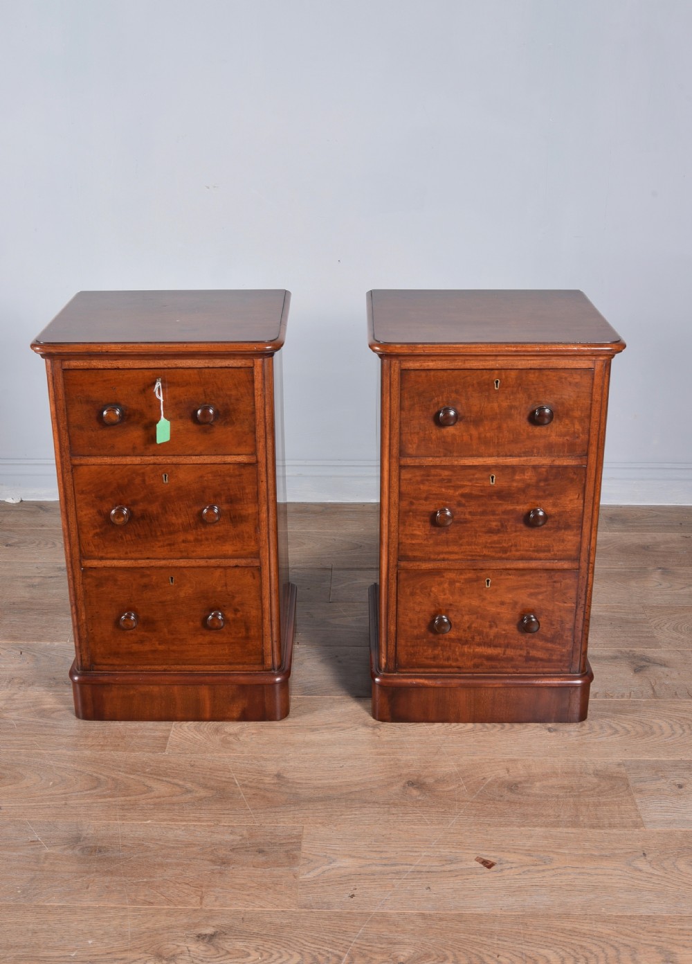 pair of victorian mahogany bedside chests of drawers 