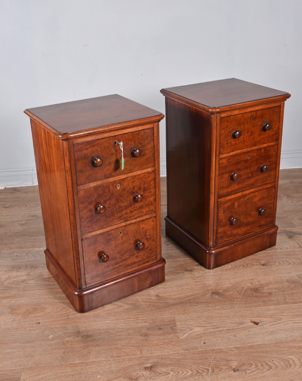 pair of victorian mahogany bedside chests of drawers  View II