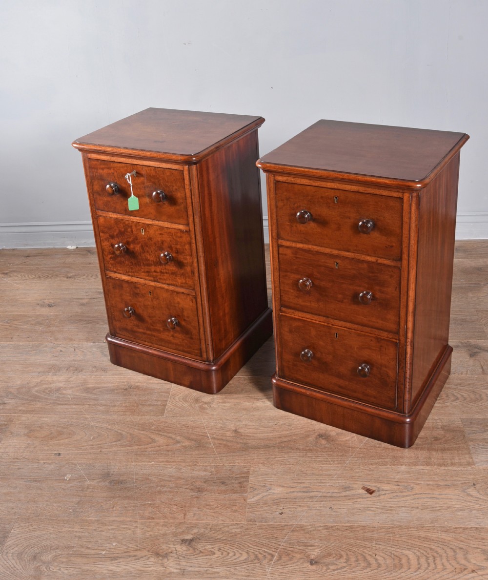 pair of victorian mahogany bedside chests of drawers  View III