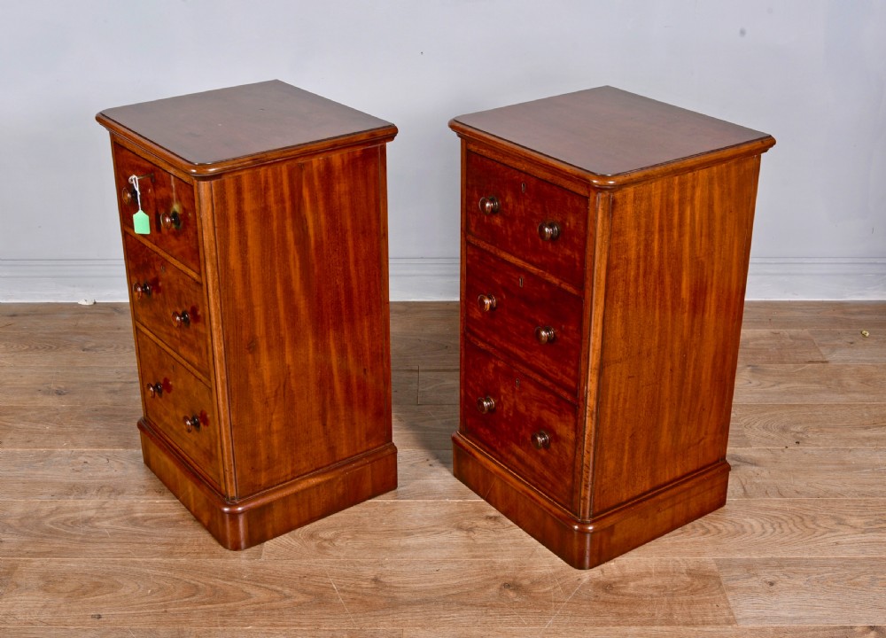 pair of victorian mahogany bedside chests of drawers  View IV