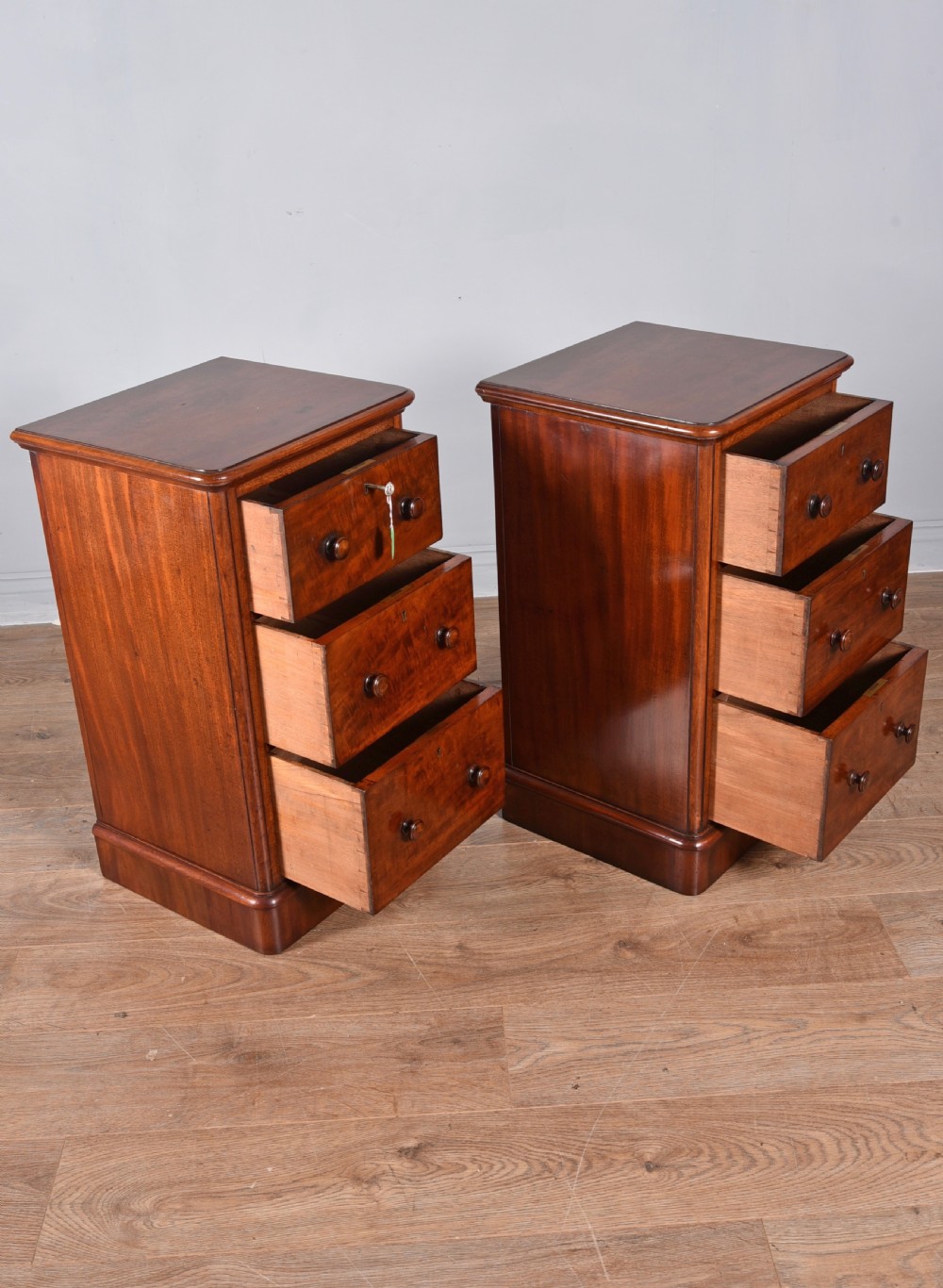 pair of victorian mahogany bedside chests of drawers  View V
