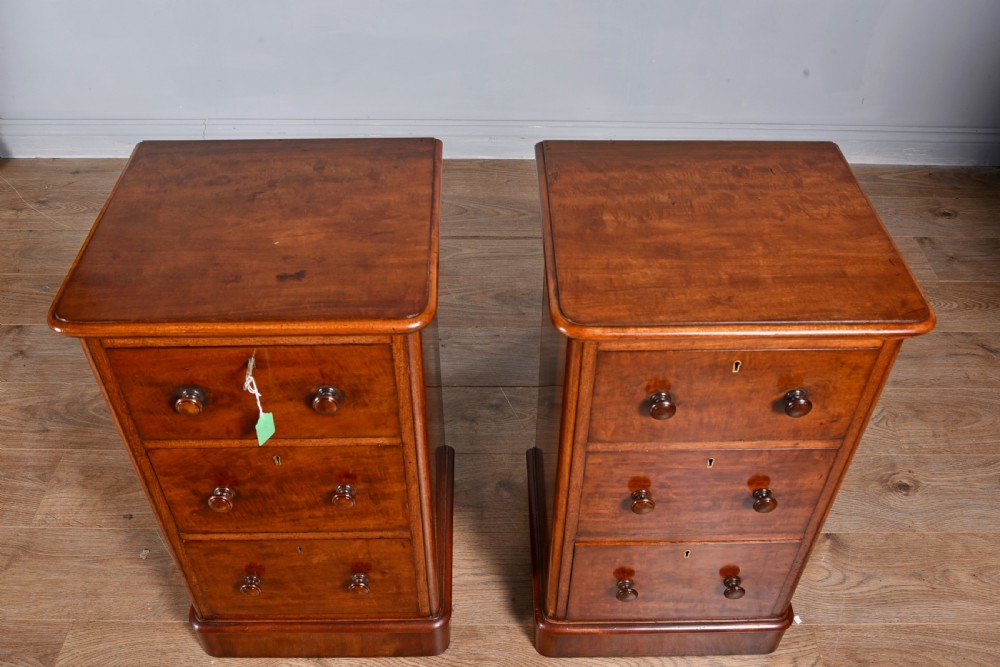 pair of victorian mahogany bedside chests of drawers  View VI