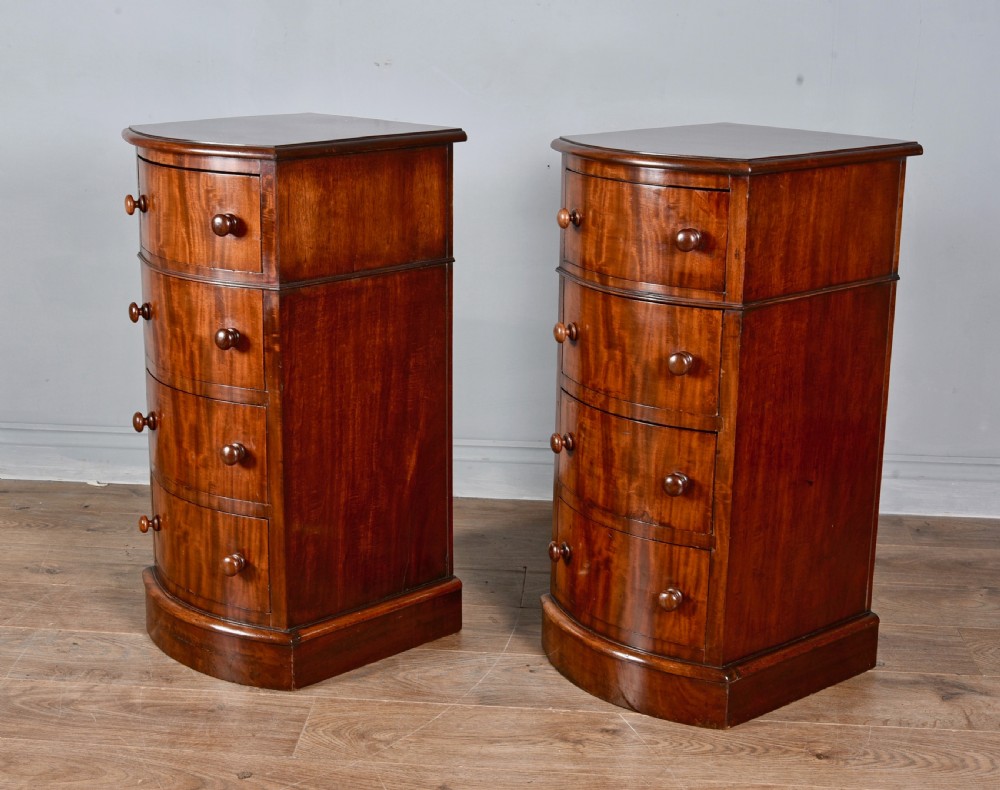 pair of mahogany bow front bedside chests of drawers  View III
