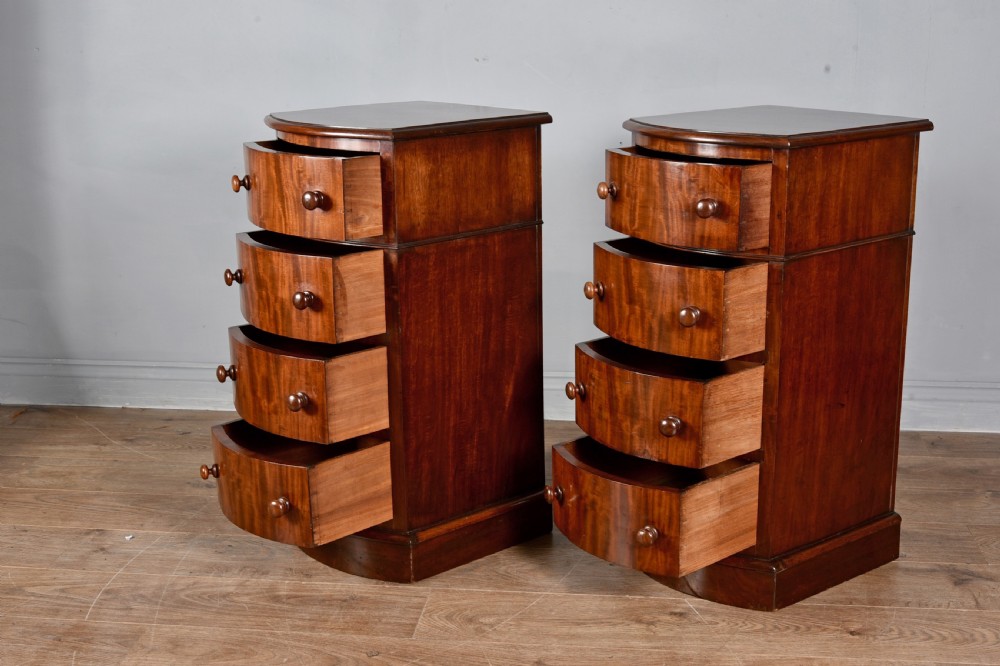 pair of mahogany bow front bedside chests of drawers  View IV
