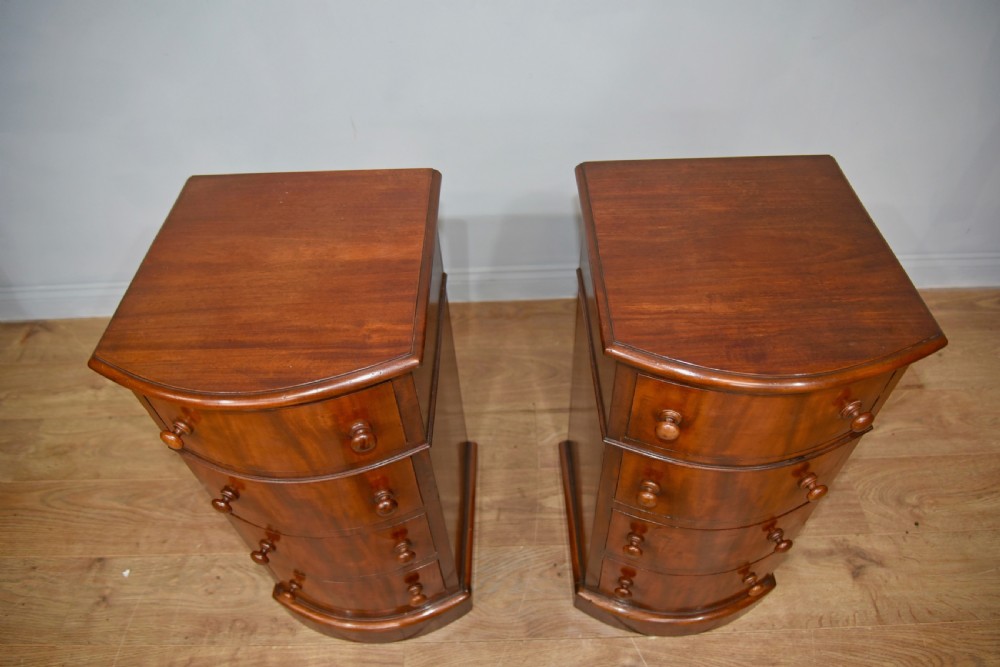 pair of mahogany bow front bedside chests of drawers  View V