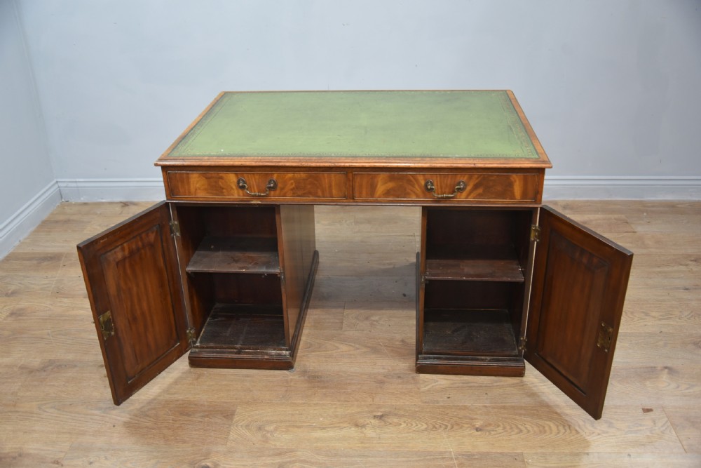 Small 19th century mahogany partners desk  View V