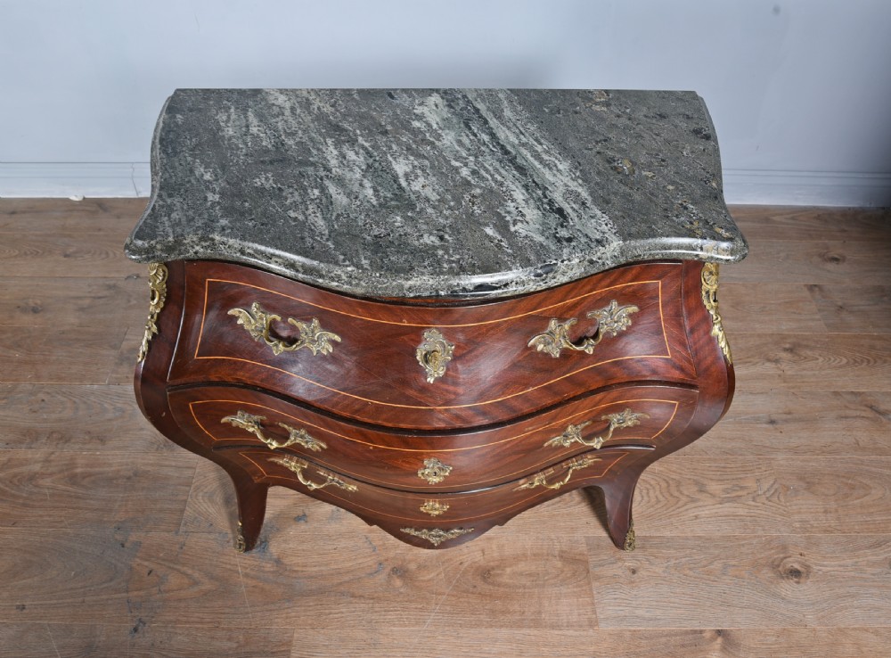 Mahogany Marble top bombe commode  View III