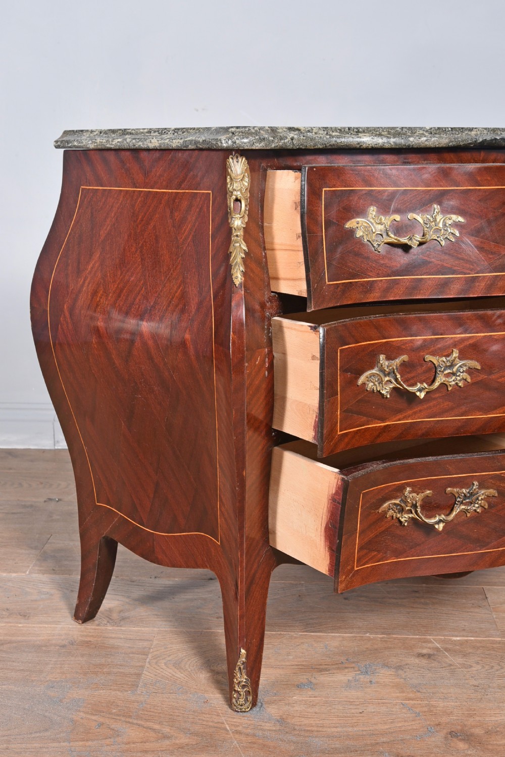 Mahogany Marble top bombe commode  View IV