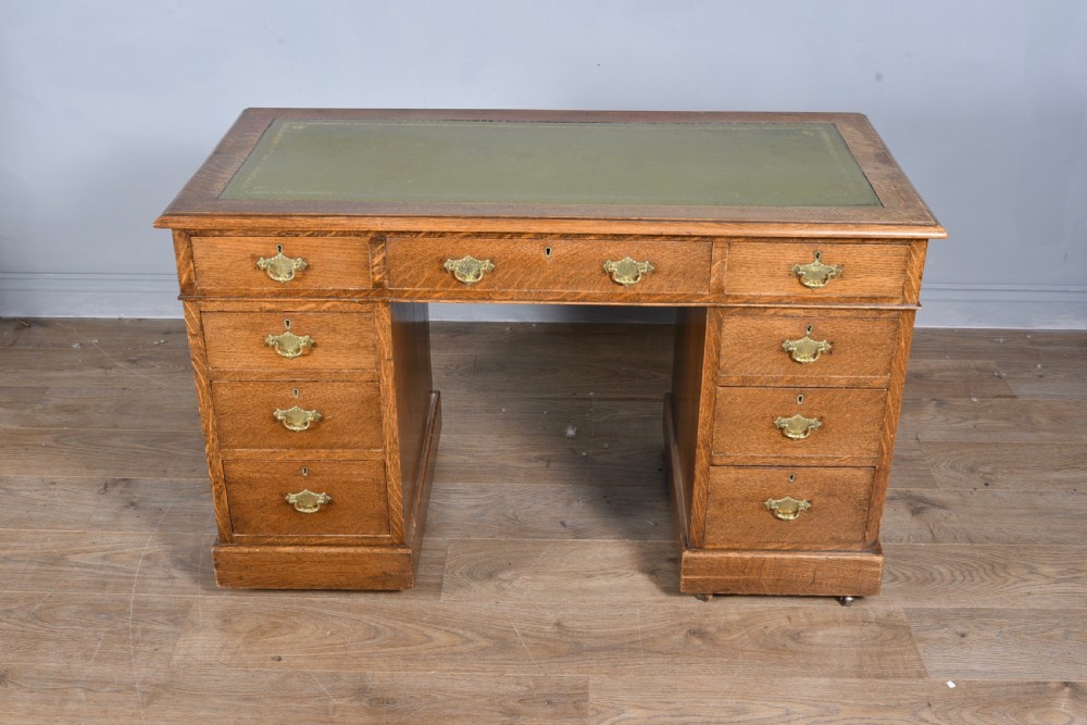 Victorian oak pedestal desk  View II