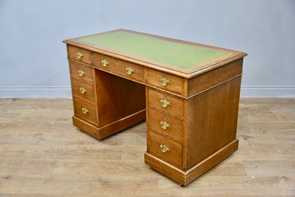 Victorian oak pedestal desk  View III