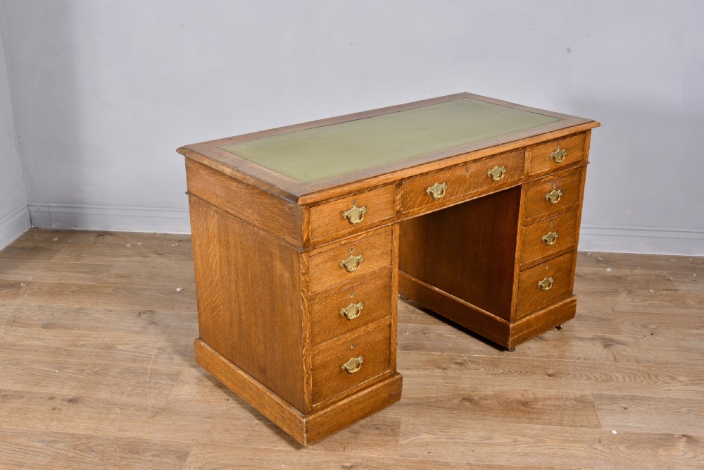 Victorian oak pedestal desk  View IV