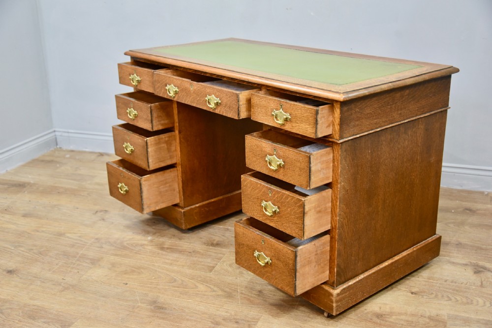 Victorian oak pedestal desk  View V