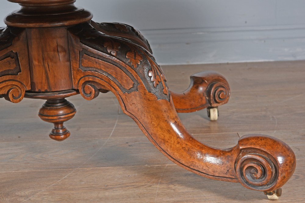 Large Victorian walnut coffee table  View III