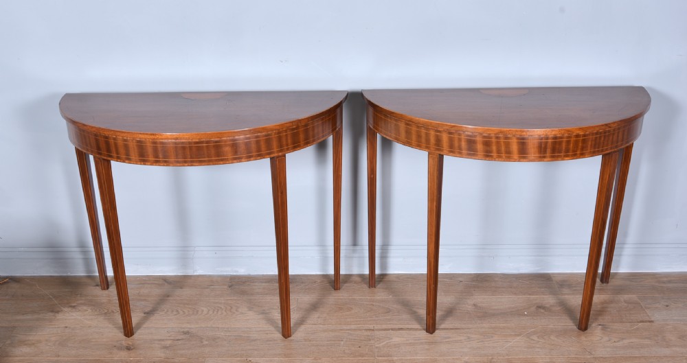 pair of Georgian mahogany Demi lune console tables 