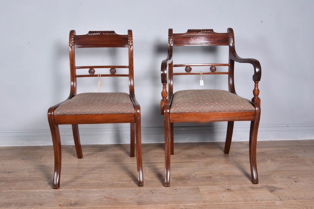 Regency style mahogany dining table and twelve chairs  View III