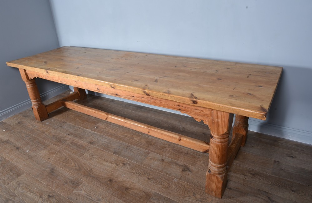 Large Victorian pine farm house table  View II