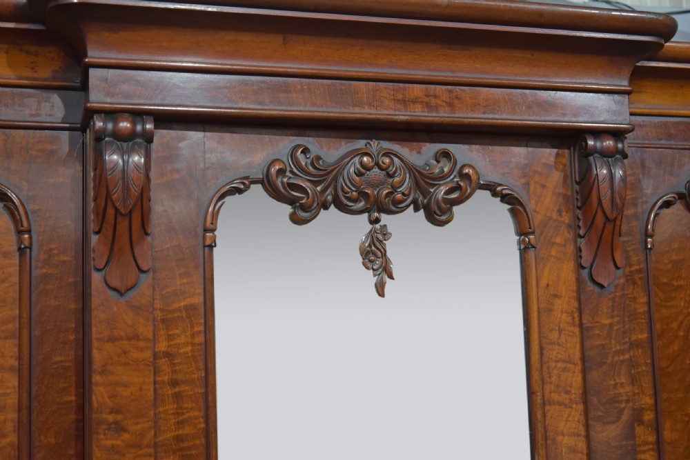 Victorian walnut breakfront triple wardrobe  View III