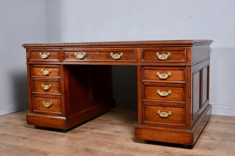 Victorian walnut Arts and crafts partners desk Rugbeian provenance 