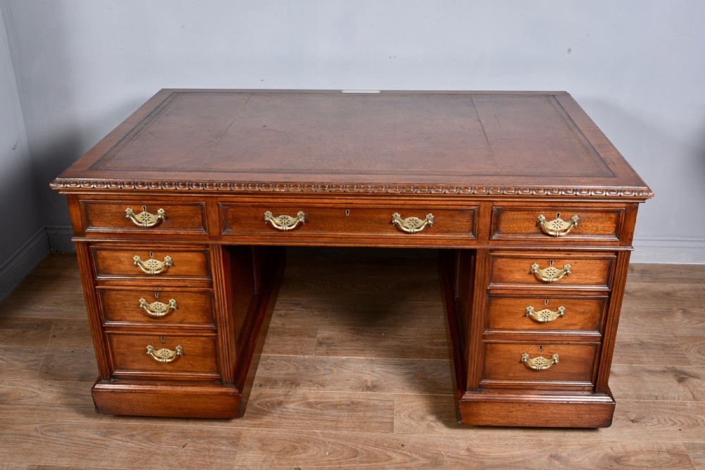 Victorian walnut Arts and crafts partners desk Rugbeian provenance  View II