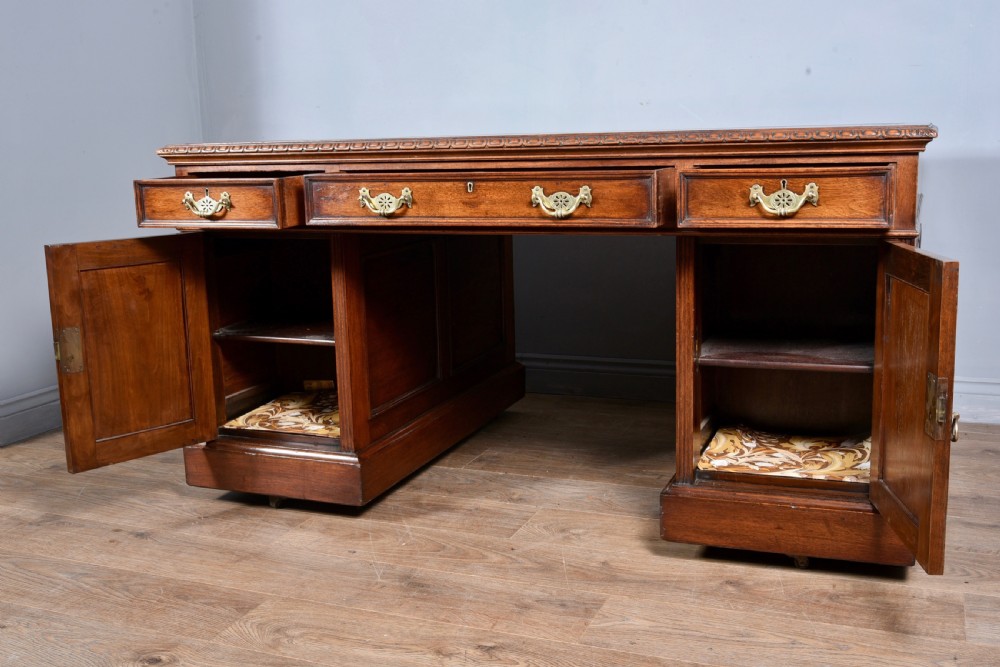 Victorian walnut Arts and crafts partners desk Rugbeian provenance  View V