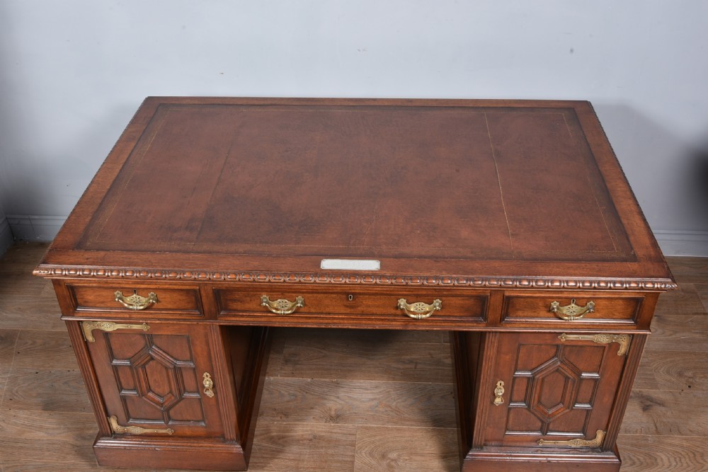 Victorian walnut Arts and crafts partners desk Rugbeian provenance  View VIII