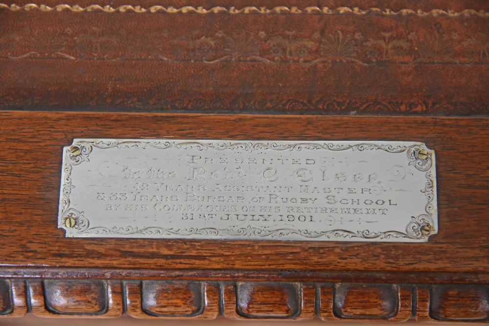 Victorian walnut Arts and crafts partners desk Rugbeian provenance  View IX